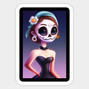 classy sugar skull girl Sticker